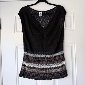 NWT MISSONI‎ SIZE 12 black knit top Y2K vintage sleeveless